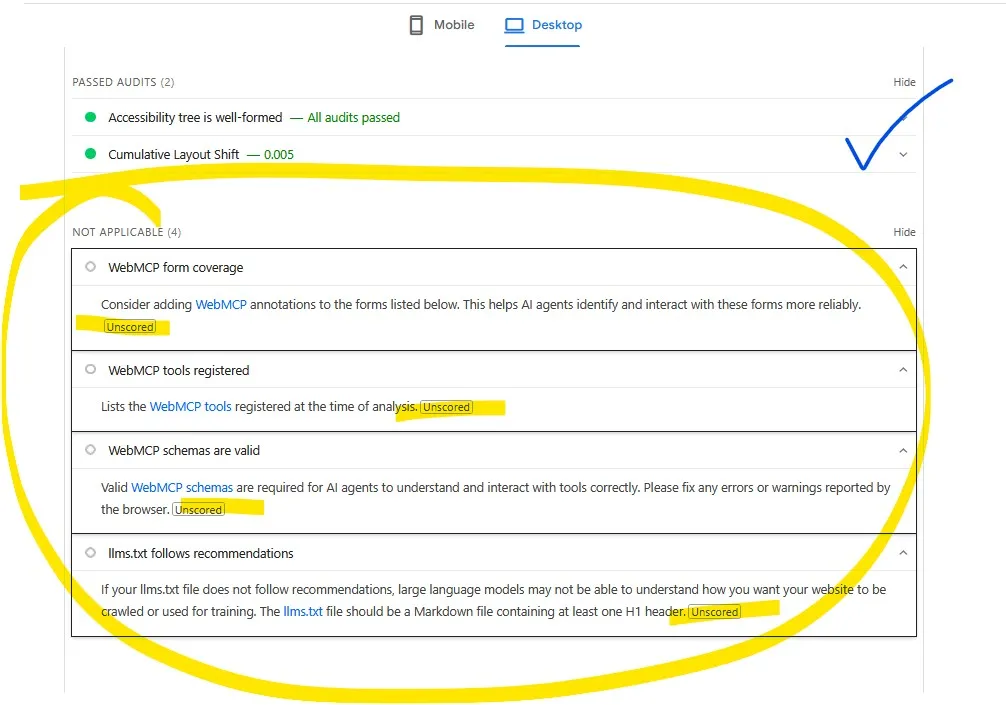 Still Unscored on the new WebMCP Tool Ratings